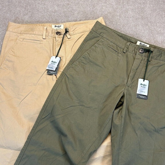 Bexley LOT OF 2 Kyrk Trousers Measured Size 30x33 Stretch Twill Olive + Camel - Picture 1 of 16